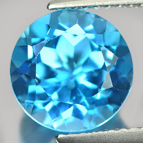 Natural Swiss Blue Topaz 3.91 Ct. Round Shape 9.4 Mm Gemstone From Brazil (1 of 3)