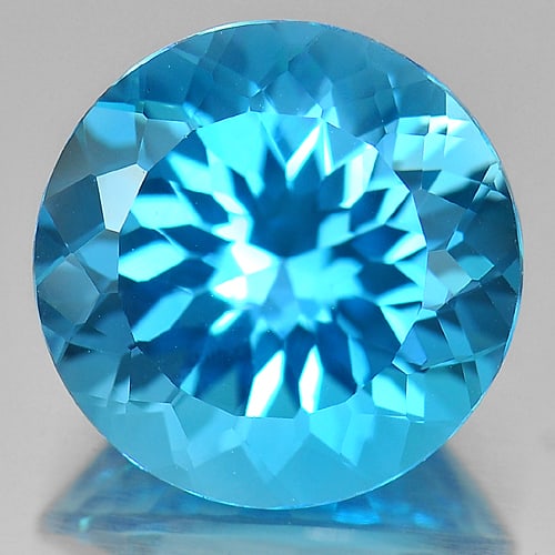 Natural Swiss Blue Topaz 14.64 Ct. Round Shape 15 Mm Gemstone From Brazil (1 of 3)
