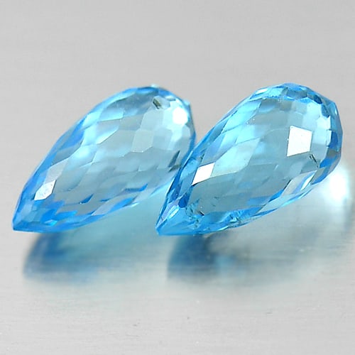 Natural Blue Topaz 1.70 Ct. Briolette Shape 7.7 x 4.2 Mm Gemstone From Brazil (1 of 3)