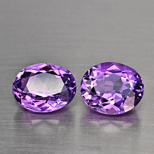 Natural Purple Amethyst 7.44 Ct. 2 Pcs Oval Shape 11.1 x 9.5 Mm Gemstone From Brazil (1 of 3)