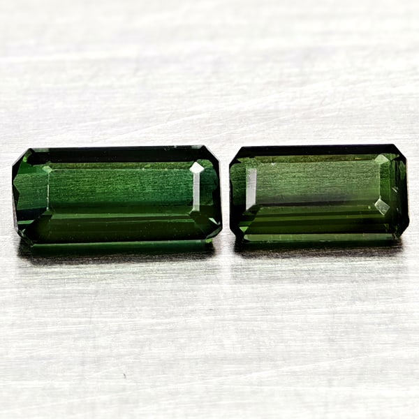 Natural Green Tourmaline 1.19 Ct. 2 Pcs Octagon Shape Gemstones From Nigeria (1 of 3)