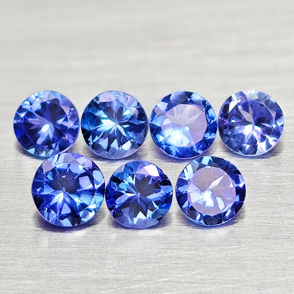 Natural Violet Blue Tanzanite 1.27 Ct. 7 Pcs Round Shape Gemstones From Tanzania (1 of 3)