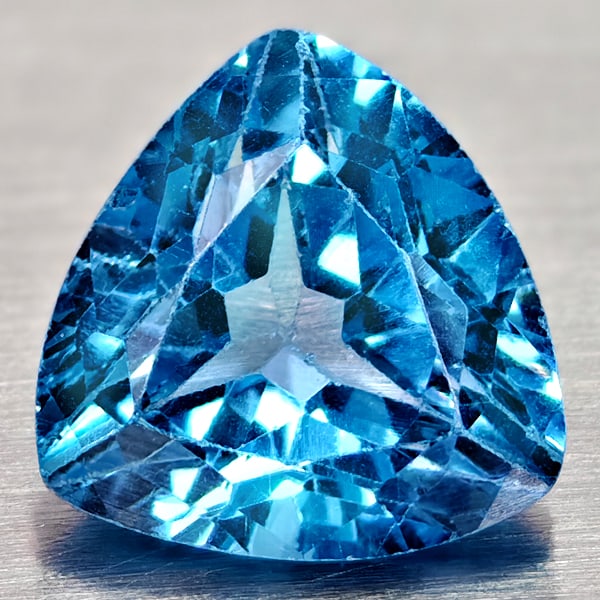 Natural Swiss Blue Topaz 3.61 Ct. Trilliant Shape 9.1 Mm Gemstone From Brazil (1 of 3)