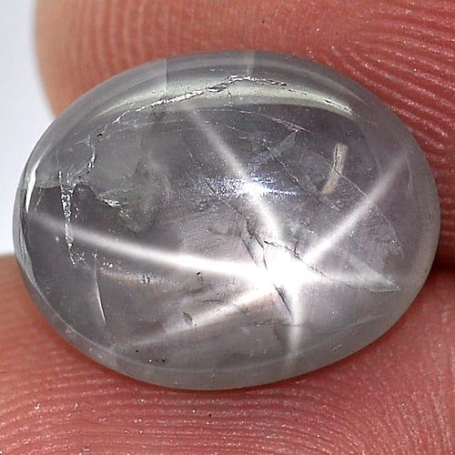 Natural Gray Color Star Sapphire 6.00 Ct. Oval Cabochon Shape 12.5 x 10 Mm Gemstone from Thailand (1 of 3)