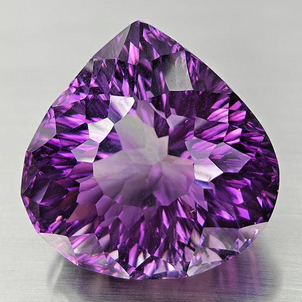 Natural Purple Amethyst 49.90 Ct. VVS Pear Concave Cut 24 x 23 Mm. Gemstone From Brazil (1 of 3)
