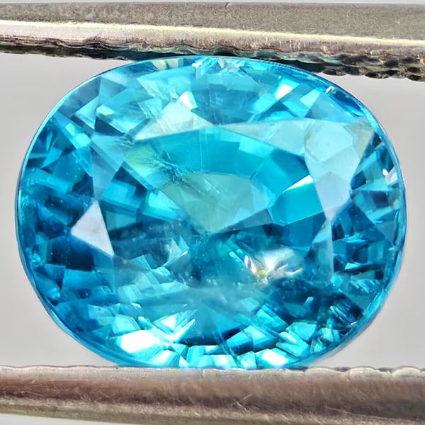 Natural Blue Zircon 3.29 Ct. Oval Shape 7.8 x 6.5 Mm Gemstone From Cambodia (1 of 3)