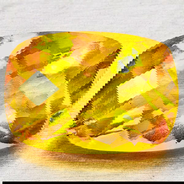 Natural Yellow Citrine 2.13 Ct. Cushion Checkerboard Cut 10.3 x 7.2 Mm. Gemstone from Brazil (1 of 3)