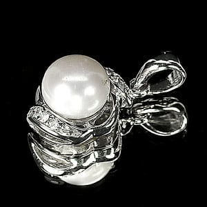 925 Sterling Silver Jewelry White Pearl Pendant 2.28 Grams (1 of 3)