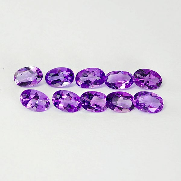Natural Purple Amethyst 3.91 Ct. 10 Pcs. Oval 6 x 4 Mm. Gemstone from Brazil (1 of 3)