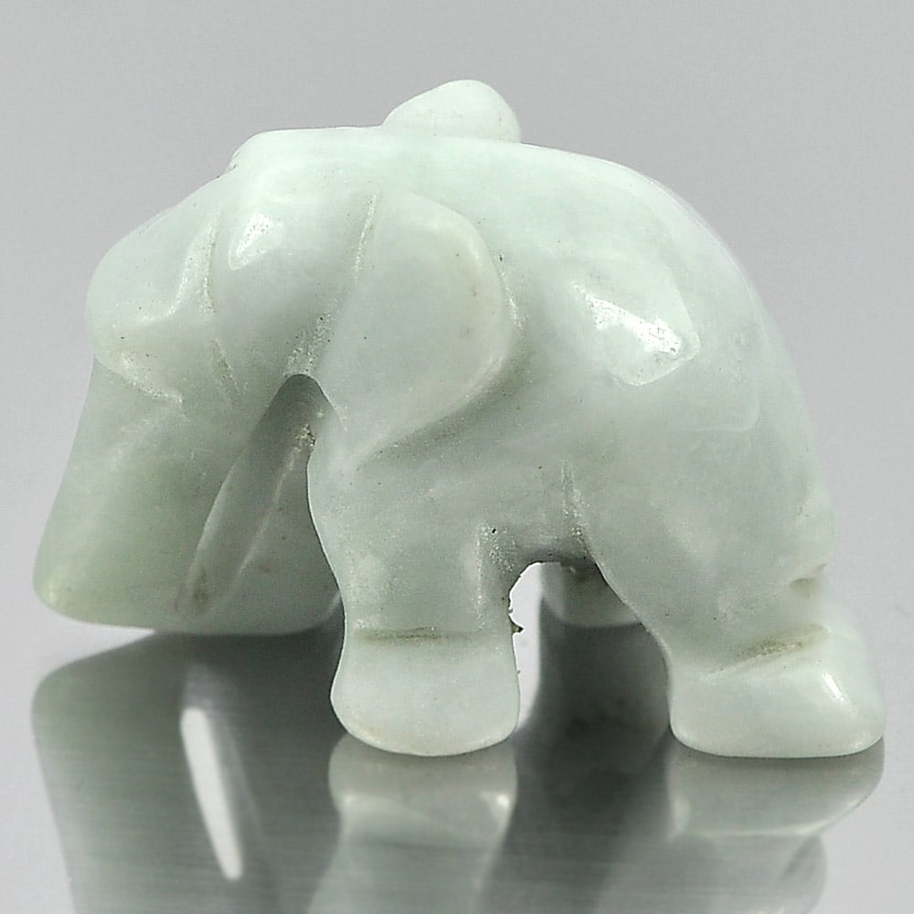 Natural Green White Jade 42.54 Ct. Elephant Carving Shape 26 x 18 Mm. Gemstone from Thailand (1 of 3)