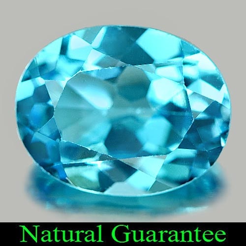 Natural Swiss Blue Topaz 2.33 Ct. Oval Shape 9.1 x 7.2 Mm Gemstone from Brazil: Product ID: 807163229 Product Name: Natural Blue Topaz Weight: 2.33 CT. Size: 9.1 x 7.2 x 4.7 MM. Shape: Oval Color: Swiss Blue Clarity:VSI Luster: Good Gems Origin: Brazil Treatment: Treated Crystal