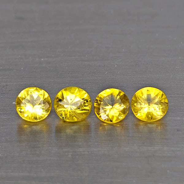 Natural Yellow Songea Sapphire 0.61 Ct. 4 Pcs Round Diamond Cut 3.2 Mm Gemstone from Tanzania: Product ID: 806130489 Product Name: Natural Blue Sapphire Weight: 0.61 CT. Size: 3.2 x 3.2 x 2.1 MM. Shape: Round Diamond Cut Color: Yellow Clarity:SI1 Luster: Good Gems Origin: Tanzania Treatment: He