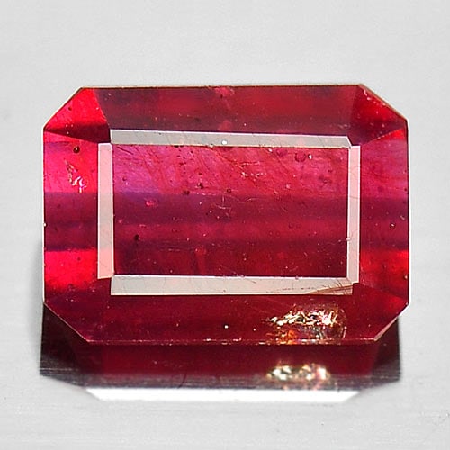 Natural Pinkish Red Ruby 1.33 Ct. Octagon Shape 7 x 5 Mm Gemstone from Madagascar (1 of 3)