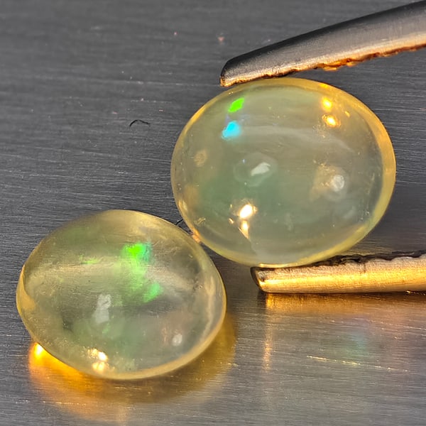 Natural Multi Color Play Of Colour Opal 1.40 Ct. 2 Pcs Oval Cabochon Shape 7 x 5.8 Mm Gemstones From (1 of 3)