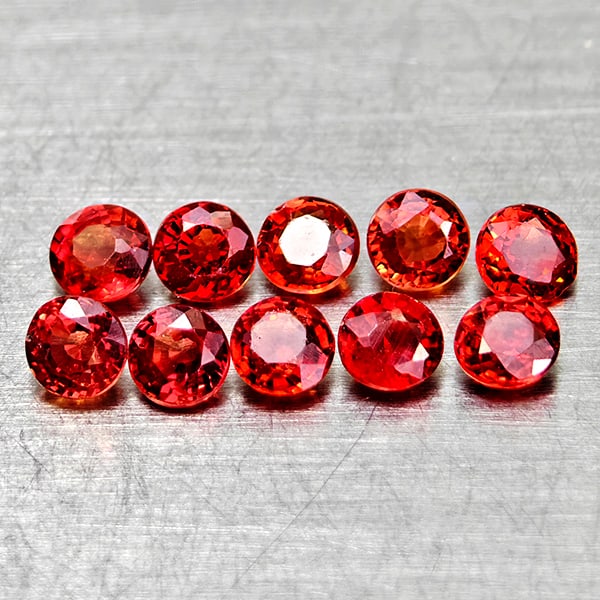 Natural Red Songea Sapphire 1.22 Ct. 10 Pcs. Round Shape 2.8 Mm. Gemstone From Tanzania (1 of 3)