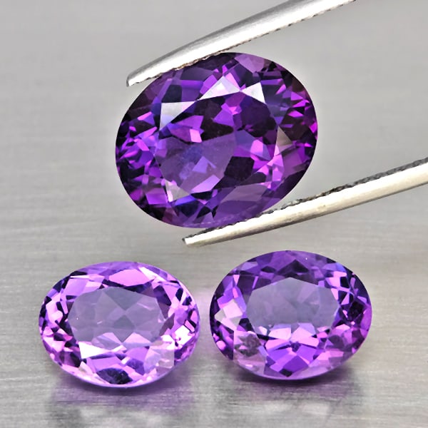 Natural Purple Amethyst 11.67 Ct. 3 Pcs Mixed Shape Gemstone From Brazil (1 of 3)