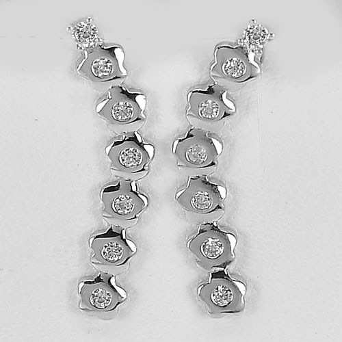 925 Sterling Siver Earrings Jewelry Size 27x4.6 Mm. Beautiful Design 2.80 Grams (1 of 3)
