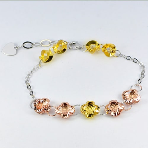 925 Sterling Silver Bracelet Jewelry Yellow Gold & Rose Gold Plated Length 8 Inch. 3.67 Grams (1 of 3)