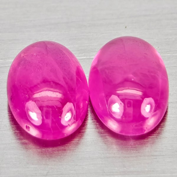 Natural Pink Red Jonson Ruby 1.41 Ct. 2 Pcs Oval Cabochon Shape 6.2 x 4.4 Mm Gemstone from (1 of 3)