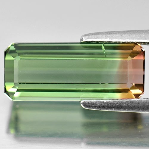 Natural Bi Color Tourmaline 3.56 Ct. Octagon Shape 13.9 x 5.8 Mm. Gemstone From Nigeria (1 of 3)