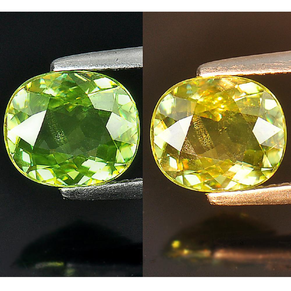 Natural Green Titanium Sphene 2.20 Ct. Cushion Shape 9 x 7.7 Mm. Gemstone from Madagascar: Product ID: 806505248 Product Name: Natural Sphene Weight: 2.20 CT. Size: 9 x 7.7 x 4 MM. Shape: Cushion Color: Green Clarity:VSI Luster: Adamantine Gems Origin: Madagascar Treatment: Unheated Crystal