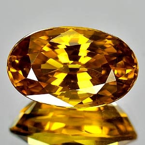 Natural Yellow Zircon 8.09 Ct. VVS Oval Shape 13.7 x 8.5 Mm. Gemstone From Cambodia (1 of 3)