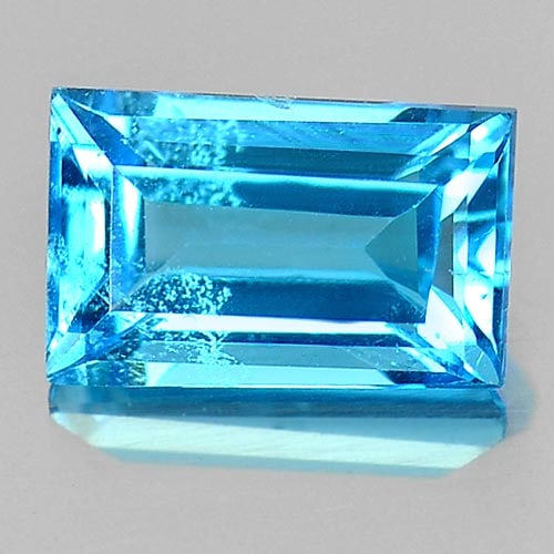 Natural Swiss Blue Topaz 2.28 Ct. Baguette Shape 9.2 x 6 Mm Gemstone From Brazil (1 of 3)