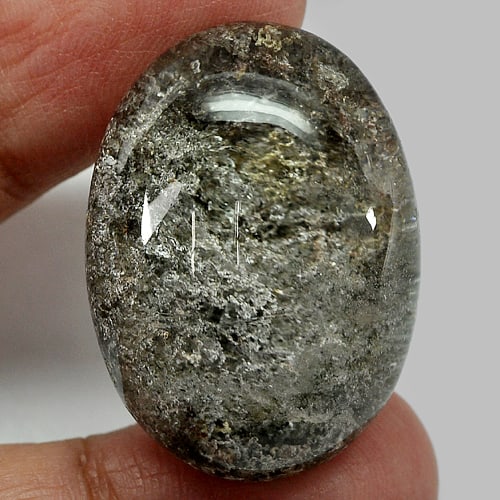 Natural White Brown Moss Quartz 68.23 Ct. Oval Cabochon Shape 31 x 22 Mm. Gemstone from Thailand (1 of 3)