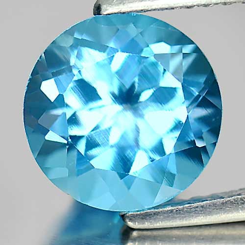 Natural Swiss Blue Topaz 2.15 Ct. Round Shape 7.8 Mm Gemstone From Brazil (1 of 3)