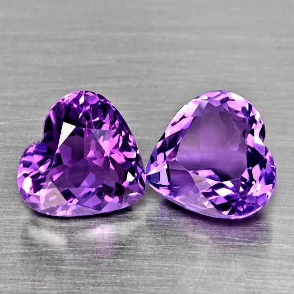 Natural Purple Amethyst 8.36 Ct. 2 Pcs Heart Shape 11.2 x 10.5 Mm Gemstone From Brazil: Product ID: 800325646 Product Name: Natural Amethyst Weight: 8.36 CT. Size: 11.2 x 10.5 x 7.2 MM. Shape: Heart Shape Color: Purple Clarity:VSI Luster: Good Gems Origin: Brazil Treatment: Unheated Crys