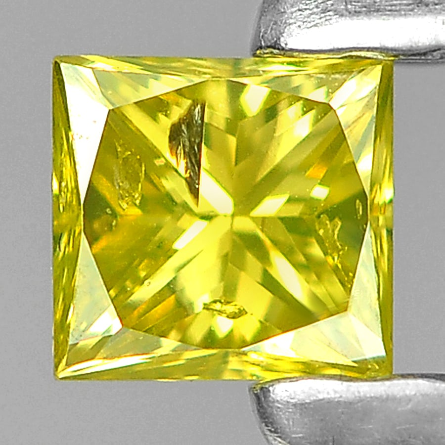 Natural Yellow Diamond 0.12 Ct. Square Princess Cut 2.8 x 2.7 Mm. (1 of 3)