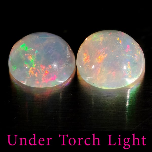 Natural Multi Color Opal 1.40 Ct. 2 Pcs Round Cabochon Shape 7 Mm Gemstones from Ethiopia (1 of 3)