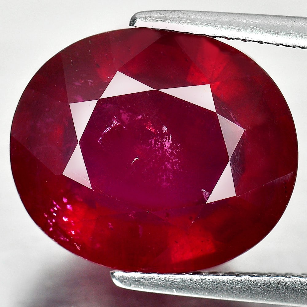 Natural Red Ruby 11.99 Ct. Oval Shape 14.7 x 12.5 Mm. Gemstones From Mozambique (1 of 3)