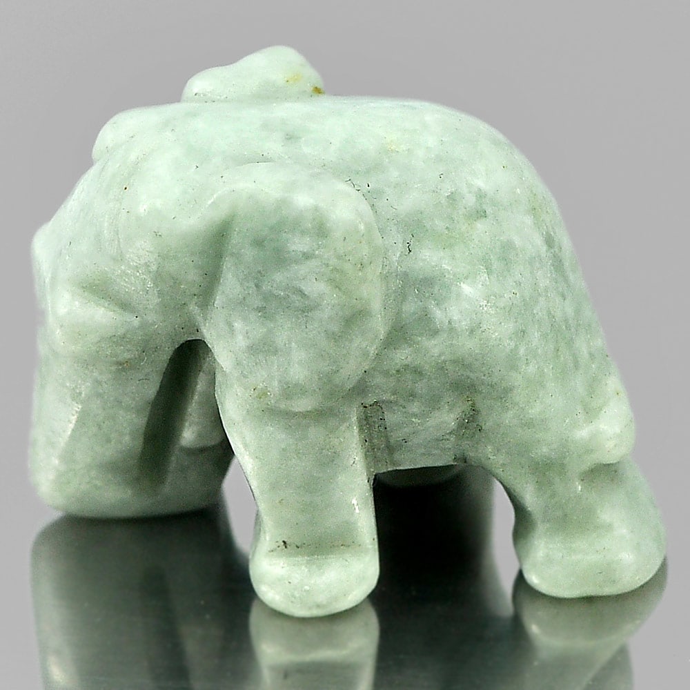 Natural Green White Jade 56.50 Ct. Elephant Carving Shape 25 x 19 Mm. Gemstone from Thailand (1 of 3)