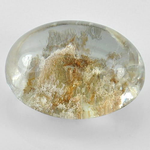 Natural White Brown Moss Quartz 57.00 Ct. Oval Cabochon Shape 27 x 20 Mm Gemstone from Brazil (1 of 3)