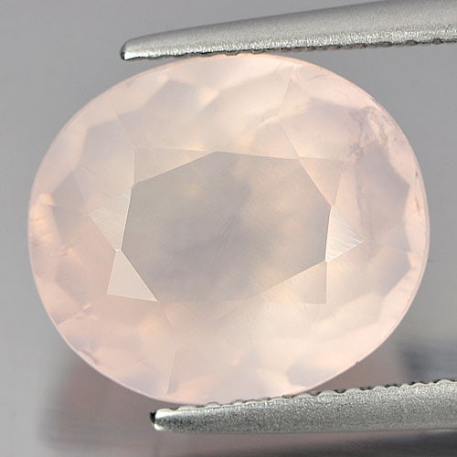 Natural Pink Quartz 7.16 Ct. Oval Shape 13.3 x 11.6 Mm. Unheated Gemstone From Brazil (1 of 3)