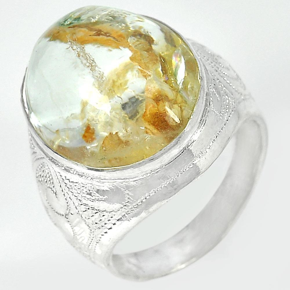 Natural Moss Quartz 925 Sterling Silver Ring Jewelry 7.79 Grams Size 9 (1 of 3)