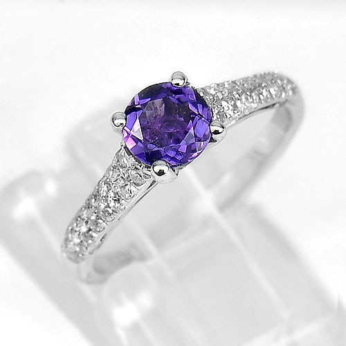 Natural Purple Amethyst 925 Sterling Silver Ring Jewelry 2.46 Grams Size 6.5 (1 of 3)