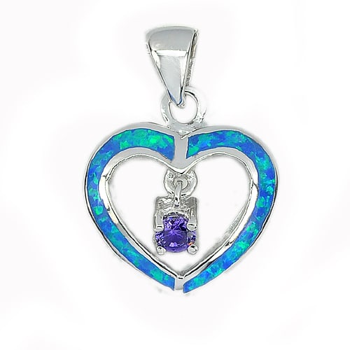 925 Sterling Silver Pendant Jewelry with Multi Color Blue Opal 3.77 G. (1 of 3)