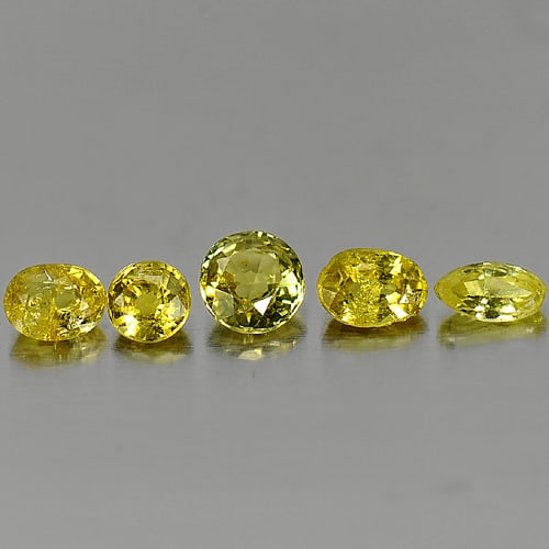 Natural Yellow Sapphire 1.35 Ct. 5 Pcs. Mix Shape Gemstones From Thailand (1 of 3)