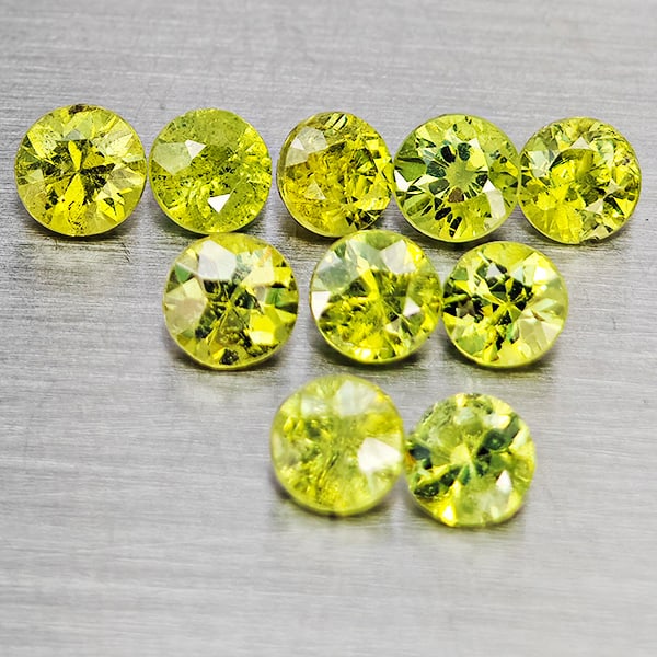 Natural Green Demantiod Garnet 1.78 Ct. 10 Pcs. Round Diamond Cut 3.3 Mm. Gemstones From Madagascar: Product ID: 802937670 Product Name: Natural Demantoid Weight: 1.78 CT. Size: 3.3 x 3.3 x 2.5 MM. Shape: Round Diamond Cut Color: Green Clarity:SI1 Luster: Very Good Gems Origin: Madagascar Treatment: