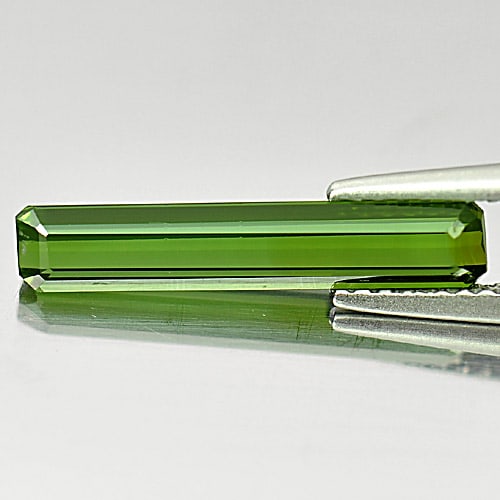 Natural Green Tourmaline 1.63 Ct. VVS Octagon Shape 17.7 x 3.5 Mm. Unheated Gemstone From Nigeria (1 of 3)