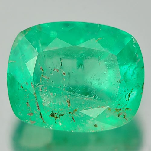 Natural Green Emerald 1.57 Ct. Cushion Shape 7.5 x 6 Mm. Unheated Gemstone (1 of 3)