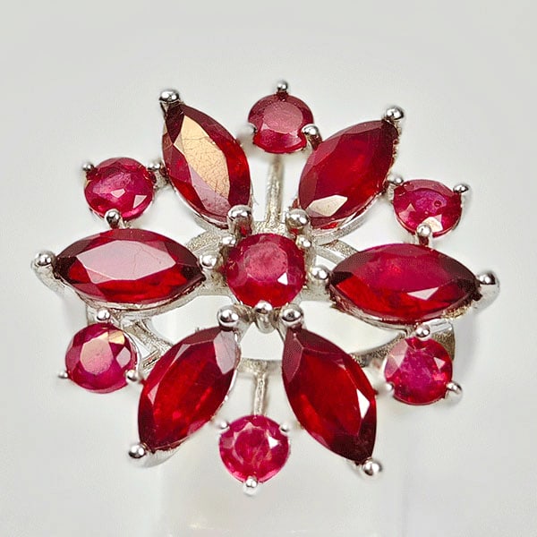 Natural Red Ruby With 925 Sterling Silver Ring Jewelry 6.59 Grams Size 8: Product ID: 200108302 Product Type: 925 Sterling Silver Fine Jewelry Jewelry Weight: 6.59 Grams. Ring Size: 8 Resizable(Fee) Gemstones Color: Red Metal: Solid Silver 92.5%. Gemstone Detail: At Your Se
