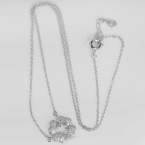 925 Sterling Silver Necklace Jewelry White Gold Plated Length 16 Inch. (1 of 3)