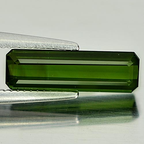 Natural Green Tourmaline 1.37 Ct. Octagon Shape 12.4 x 3.8 Mm. Gemstone From Nigeria (1 of 3)