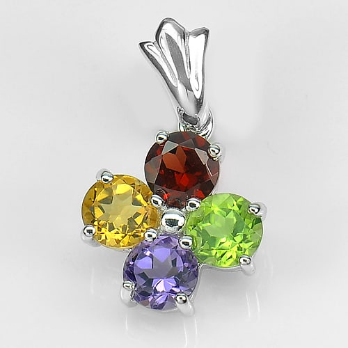 Natural Amethyst Garnet Citrine & Peridot 925 Sterling Silver Pendant Jewelry 2.63 Grams (1 of 3)