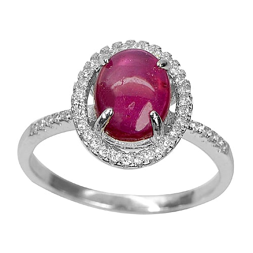 Natural Red Ruby with 925 Sterling Silver Ring Jewelry 3.15 Grams Size 8 (1 of 3)