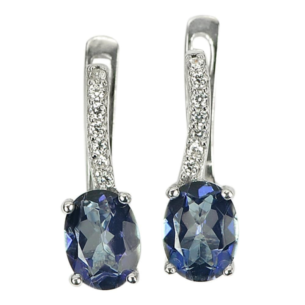 Natural Mystic Topaz 925 Sterling Silver Jewelry Earrings 3.48 Grams (1 of 3)