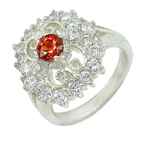 Natural Orange Spessartine Garnet 925 Silver Jewelry 7.49 Grams Ring Size 5.5 (1 of 3)
